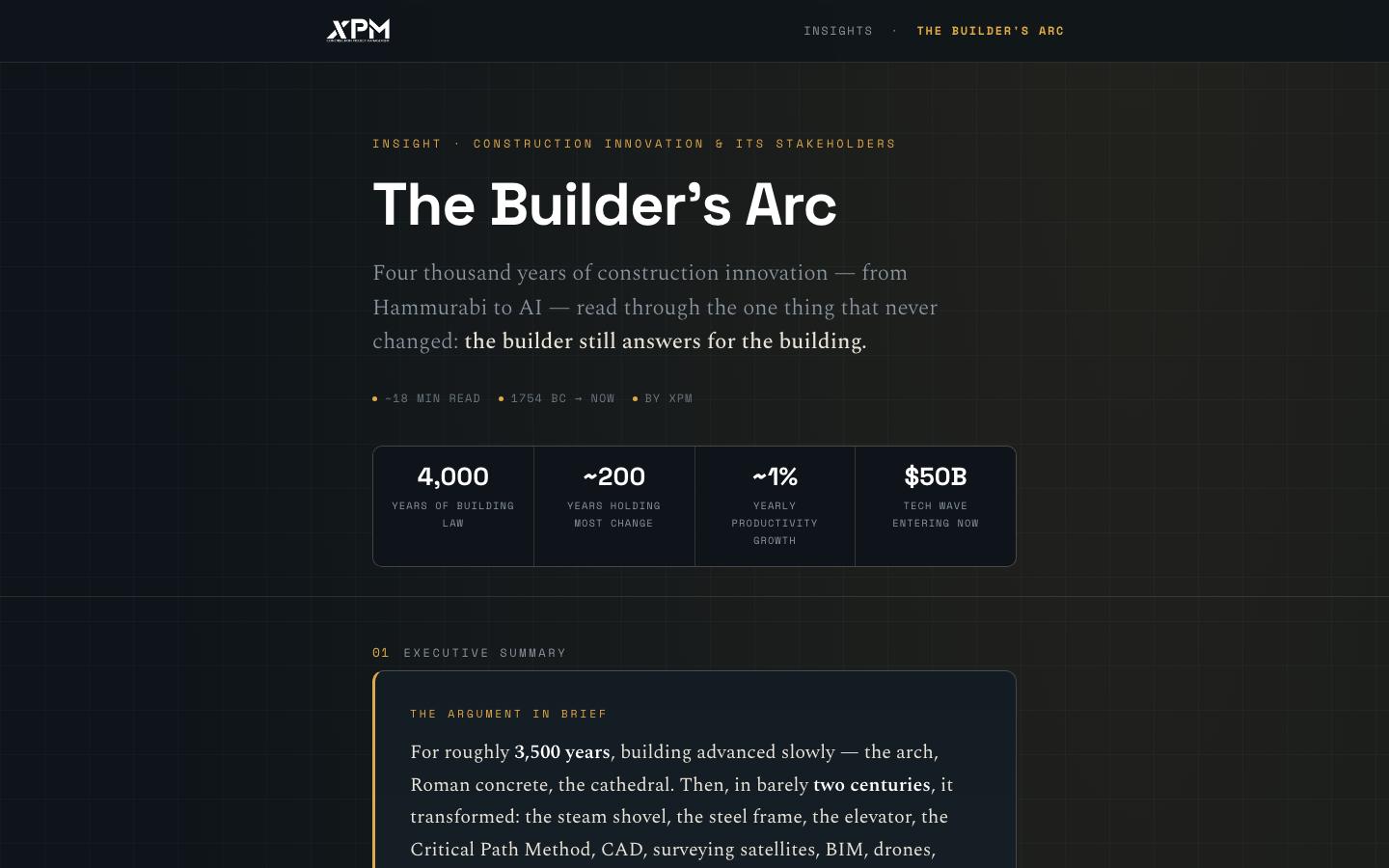 The Builder's Arc, the construction-evolution blog